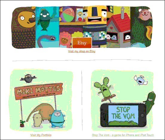 Miki Mottes - Website design using drawings and illustration