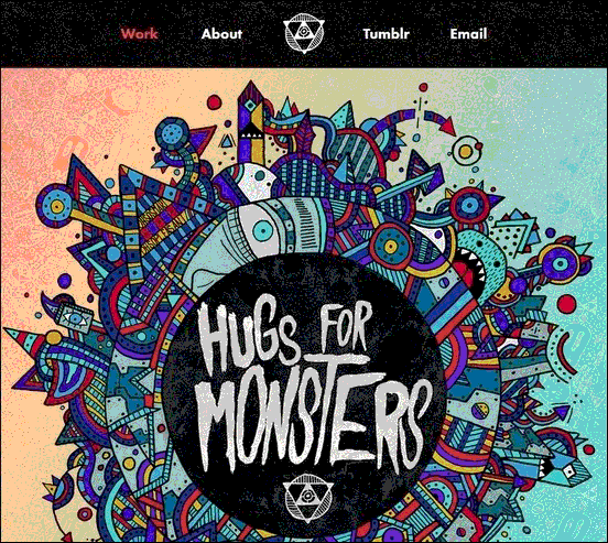 Hugs for Monsters - Website design using drawings and illustration