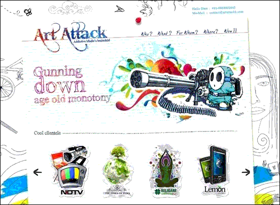 Art Attack - Website design using drawings and illustration