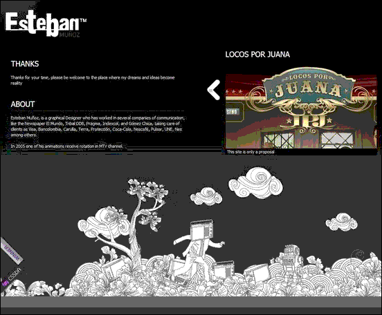 Esteban Muñoz - Website design using drawings and illustration