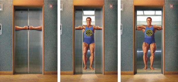 Golds GYM Elevator Advertising