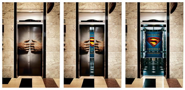 Superman Movie Elevator Advertising