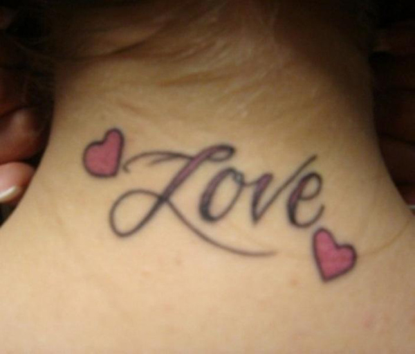 love Heart Tattoo on Neck