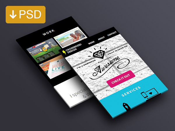 Dribbble Mobile Mockup in Perspective