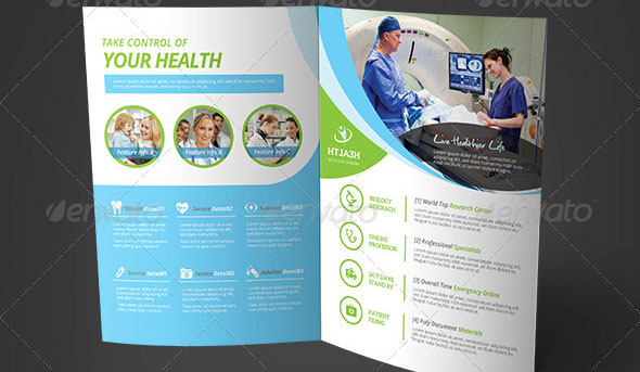 Health Medical Care - Bifold Brochure Template