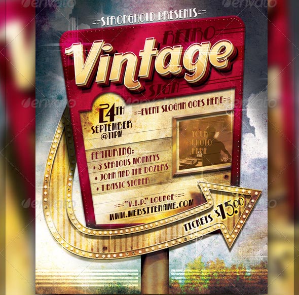 Retro Vintage Sign Event Flyer Template