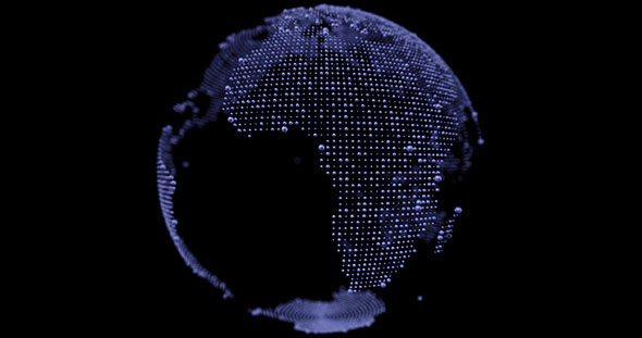 3d abstract planet earth map dotted style