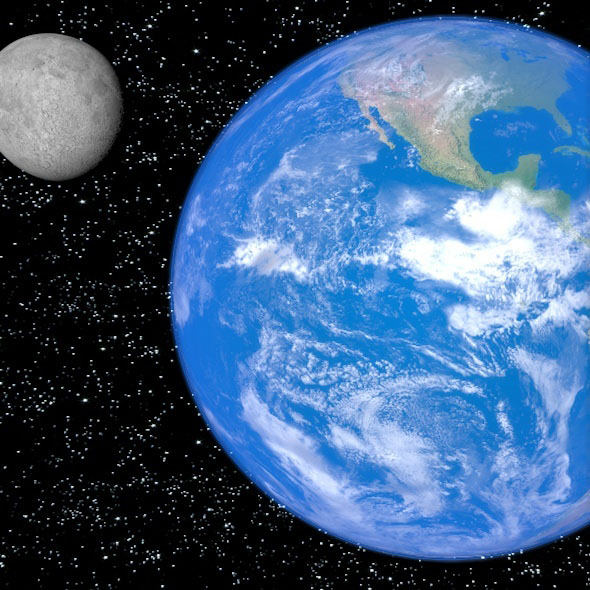 Earth and moon