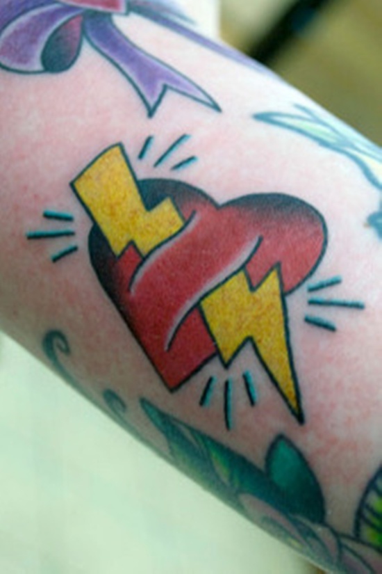 Lighting bolt & Heart Tattoo
