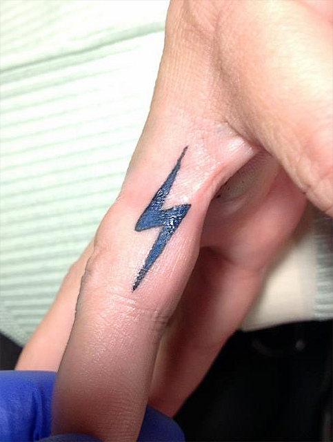 Lightning Bolt Finger Tattoo