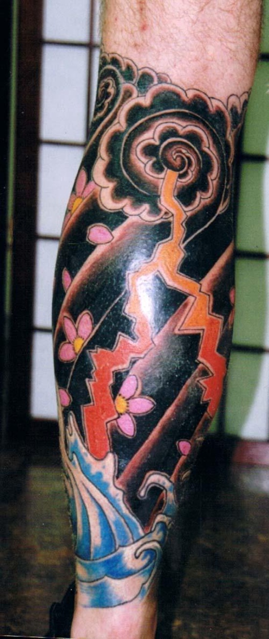 lightning & cloud Tattoo on Arm