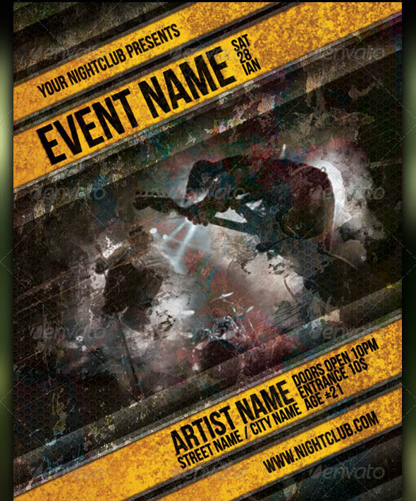 Grunge Night Club Party Concert Flyer Poster V2