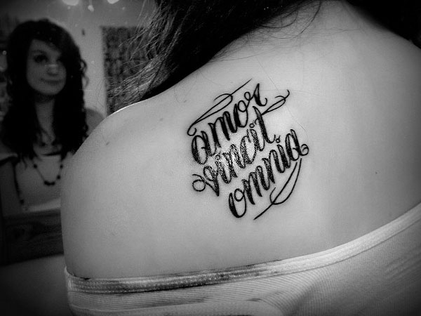 Shoulder Script Tattoo