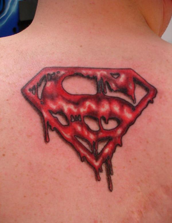 Superman logo back piece with bleeding effect