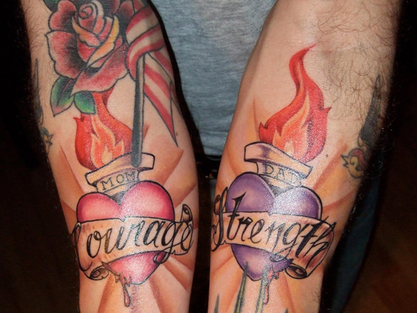 Twin heart and strength Tattoos
