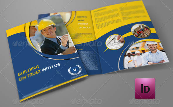 Construction Company Brochure Bi-Fold Template