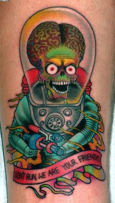 Big Brain Alien Tattoo Design