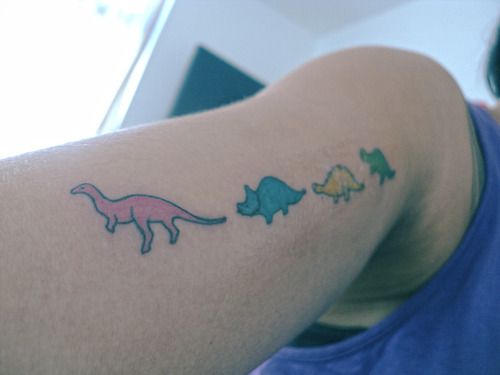 Cute Colorful Dinosaur Tattoo