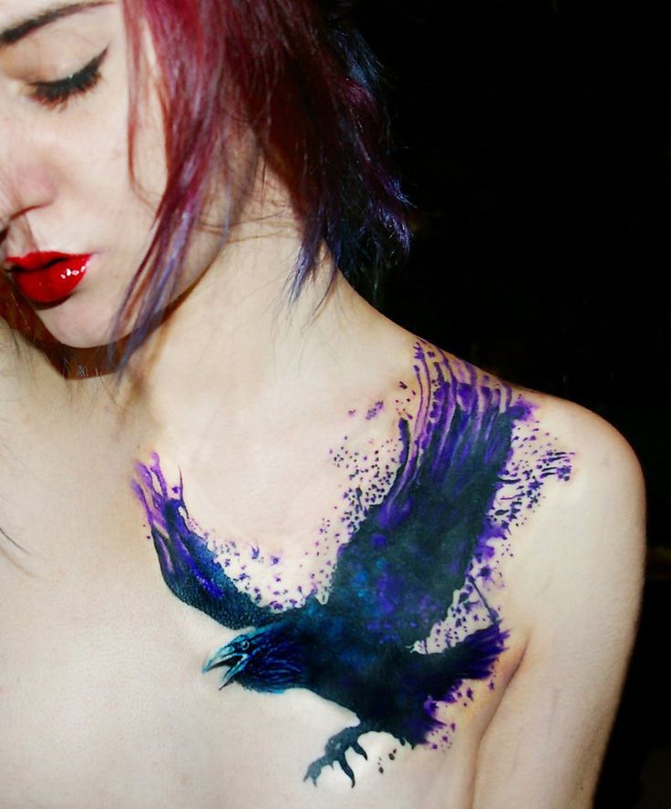 Sexy Crow Tattoo on Girl