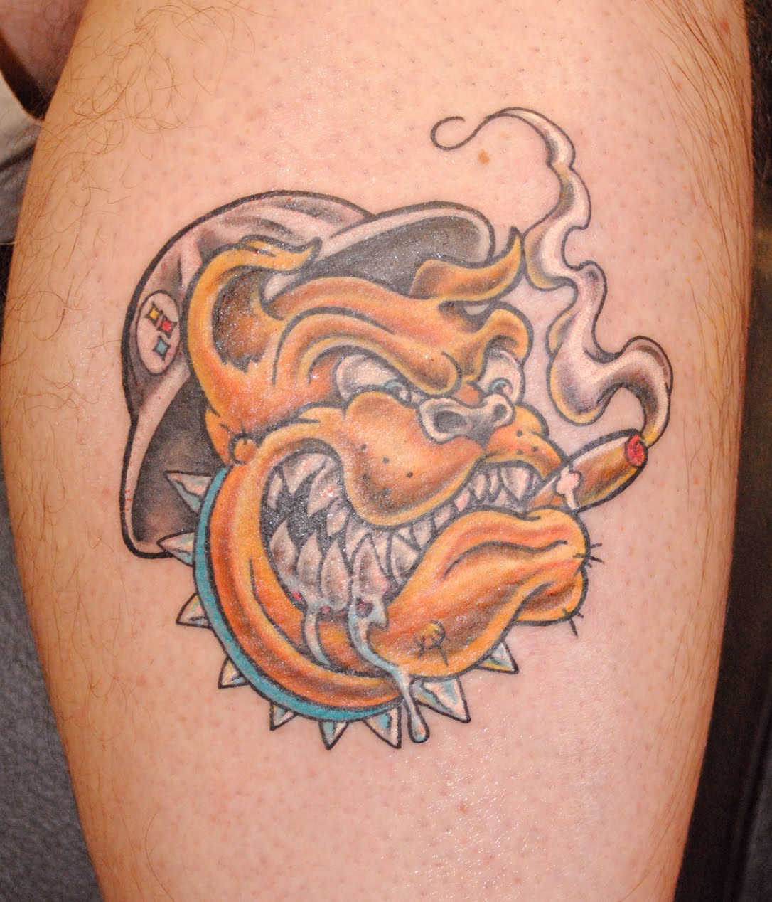 Smoking Bulldog Tattoo Design