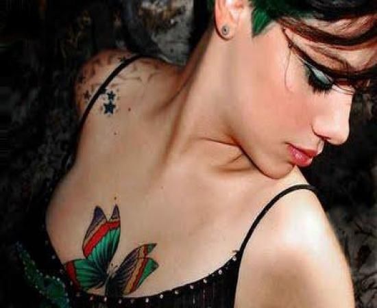 Butterfly Tattoo on Breast