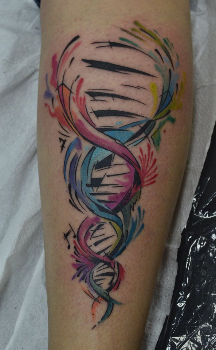 Colorful DNA Tattoo by ErvinTattoo
