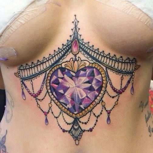 Diamond Under Breast Tattoo