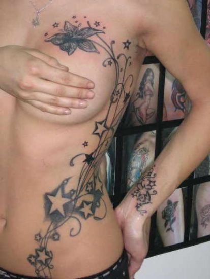 Flower & Star Tattoo