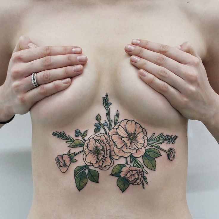 Flower Under Breast Tattoo