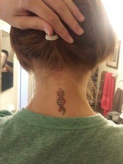 Small DNA Tattoo on Neck
