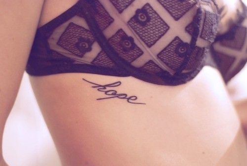 Text Tattoo Under Breast