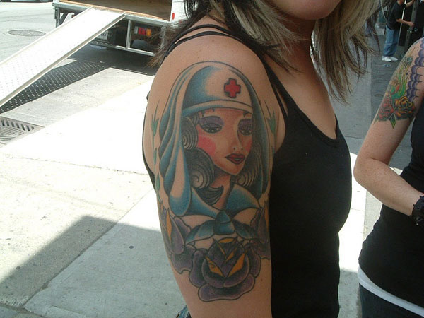 Female Nurse Tattoo on Arm