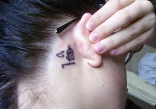 Freedom Tattoo on Back Ear