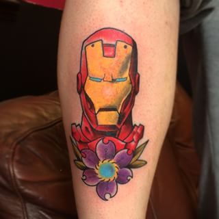 Iron Man & Flower Tattoo