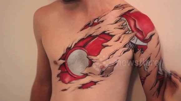 Iron Man Suit Tattoo on Chest