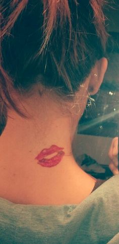 Kiss Tattoo on Neck