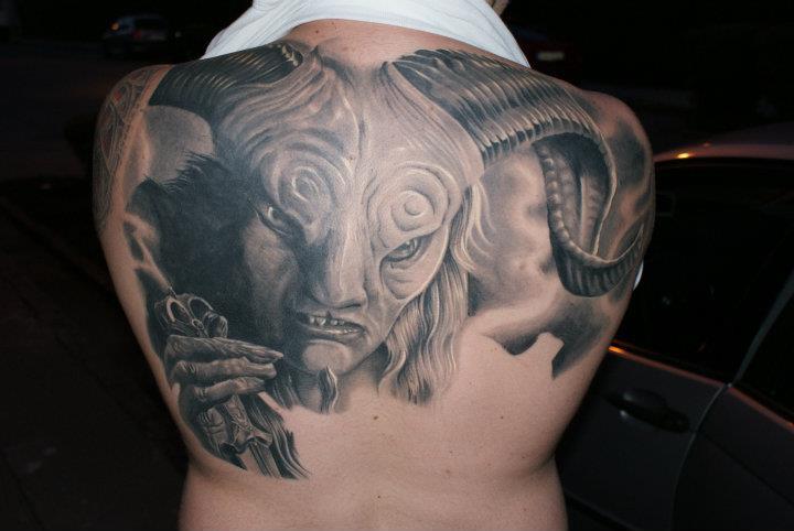 Monster Tattoo On Back Body
