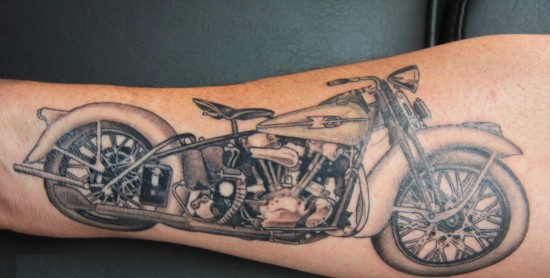 Motorcycle Tattoo On Leg