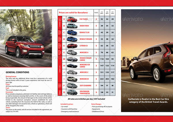 Rent A Car Trifold Brochure