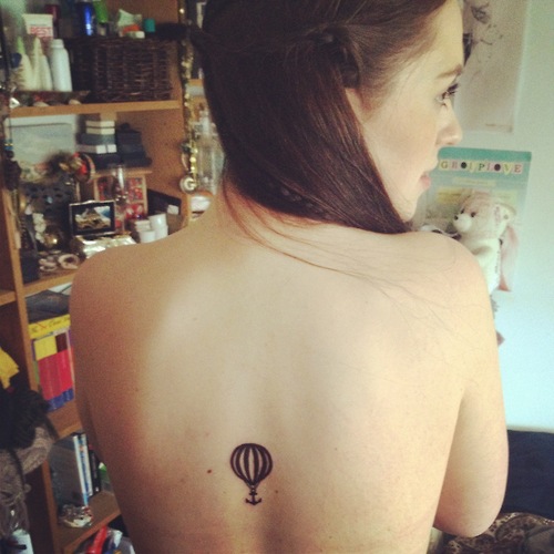 Small Air Balloon Tattoo on Back