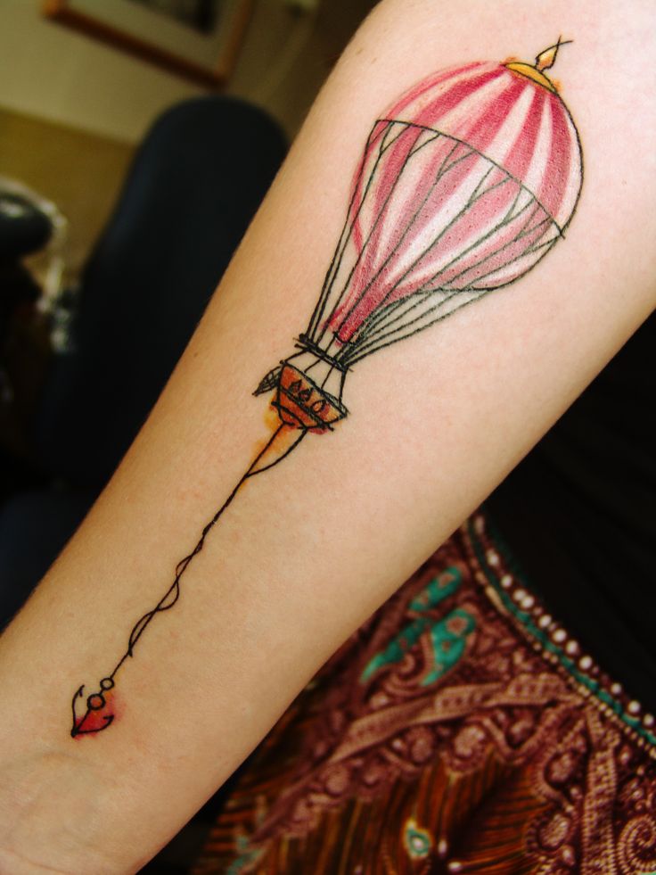 Water Color Air Balloon Tattoo
