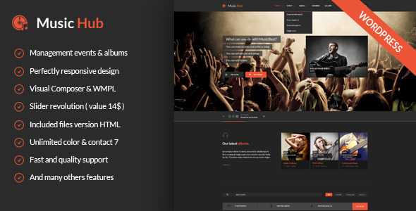 MusicHub Music Band Club Party WordPress Theme