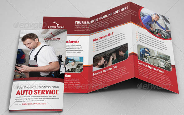 Auto Repair Service Trifold Brochure Template