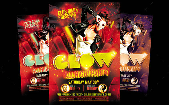 Glow Party Flyer Template 01