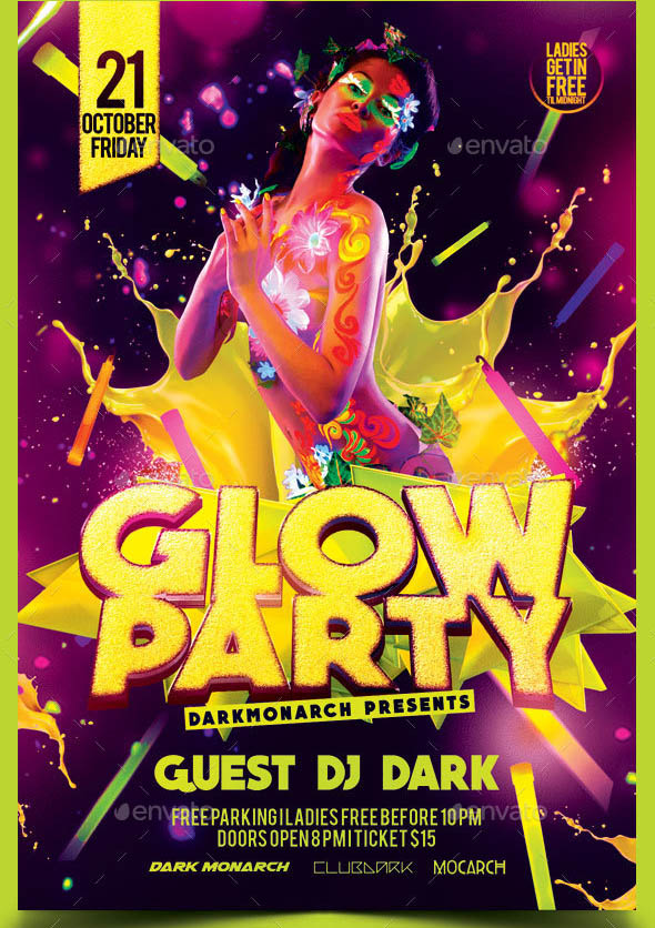Glow Party Flyer Template 02