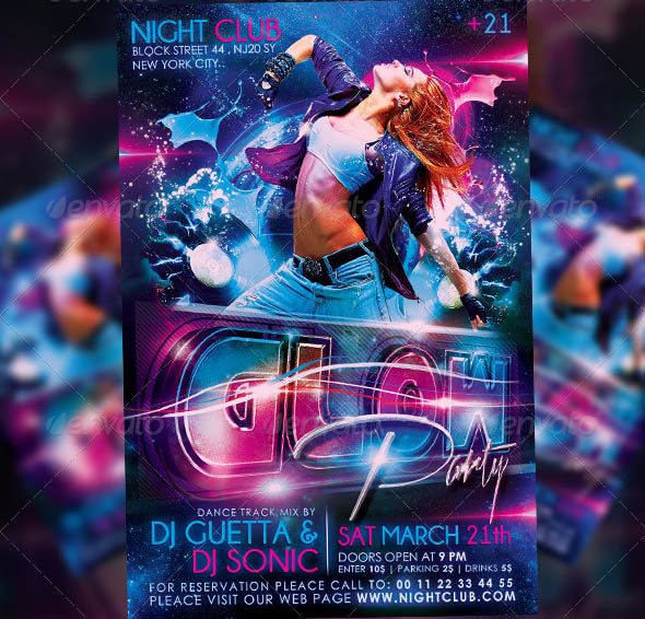Glow Party Flyer Template