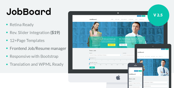 Responsive Job Resume Market WordPress Theme