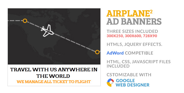 Airline Travel Flight GWD HTML5 Ad Banner 2
