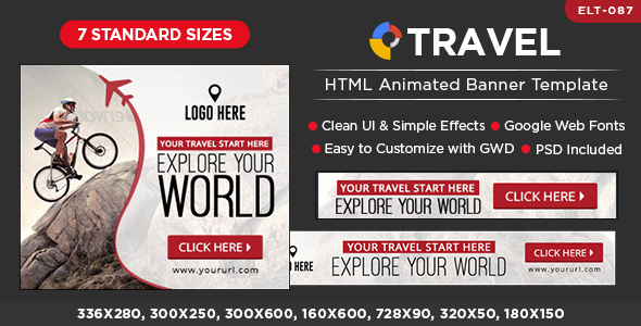 HTML5 Travel Banners GWD 7 Sizes
