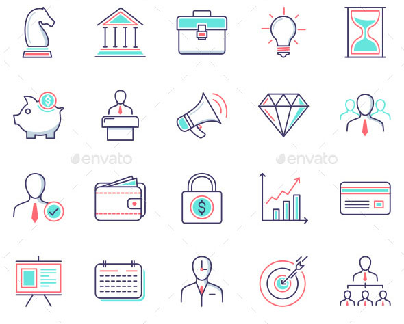 100 Business Line Icons
